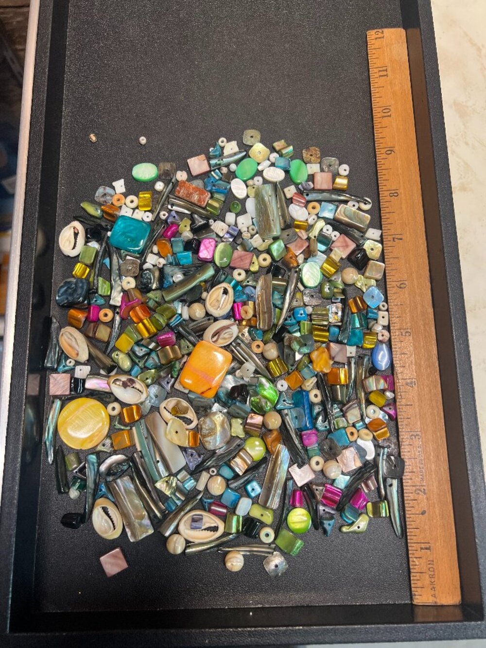 1/2 pound shell or mother of pearl bead mix lot 7